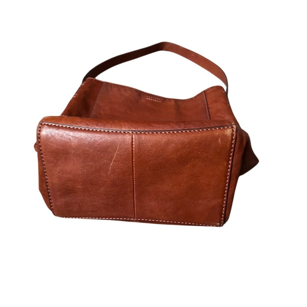 Frye Hobo Shoulder Bag Womens Brown Cognac Side Pockets Contrast Stitching - Picture 4 of 6